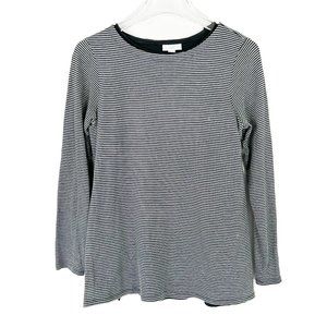 J. Jill Long Sleeve Layered Striped T-Shirt Tee Top Gray Black Sizer XS EUC